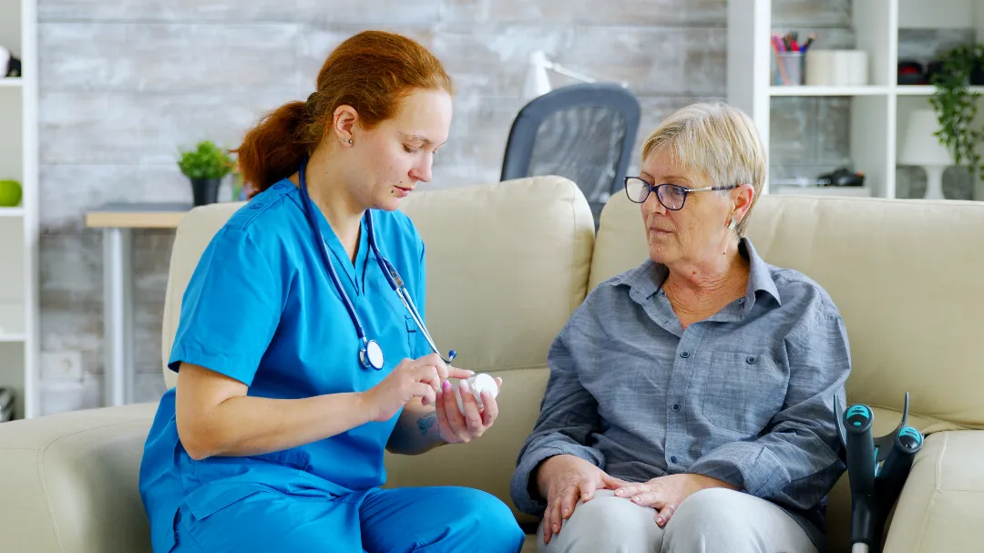 Carer and elderly woman